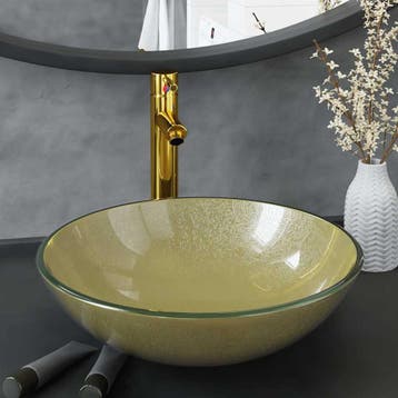 vidaXL Wastafel met kraan en pop-up afvoer gehard glas, Verzenden, Nieuw