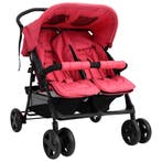 vidaXL Tweelingkinderwagen staal rood, Verzenden, Nieuw