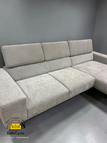 Amalfi hoekzetel grijs met hoofdsteun, hoek L – overstock, Verzenden