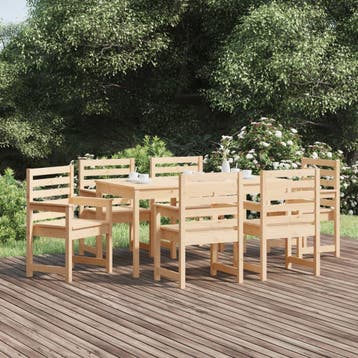 vidaXL 7-delige Tuinset massief grenenhout, Verzenden, Nieuw, Tuinset