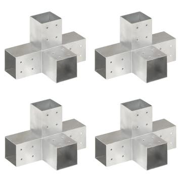 vidaXL Paalverbindingen 4 st X-vorm 81x81 mm gegalvaniseerd, Tuin en Terras, Verzenden, Nieuw