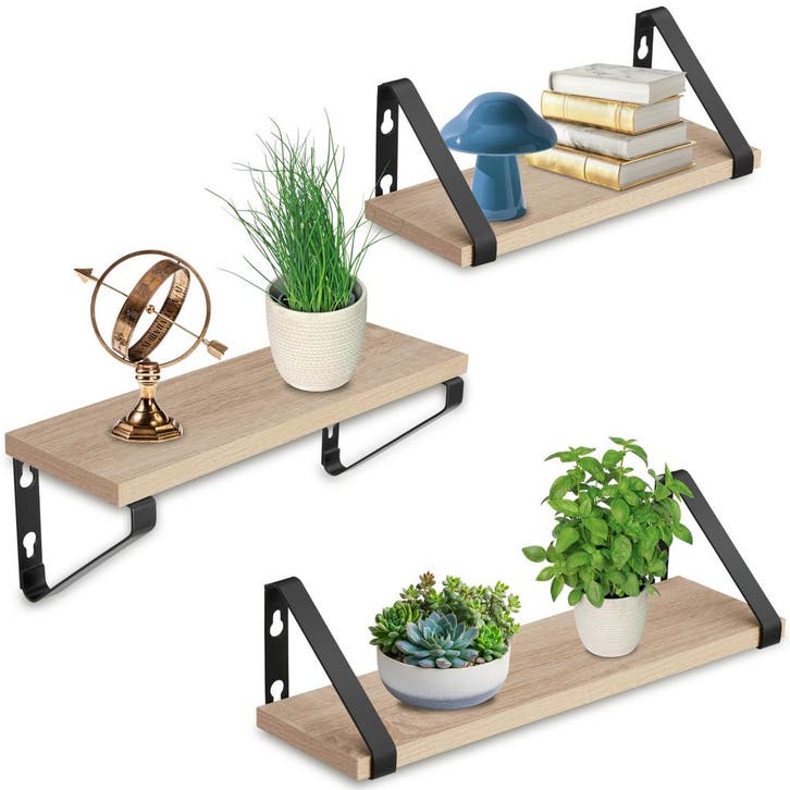 3 wandplanken Cowell - Industrieel licht hout, eiken Sonoma, Maison & Meubles, Maison & Meubles | Autre, Envoi