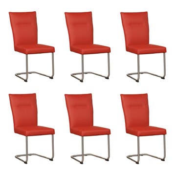 Set van 6 Leren eetkamerstoelen Retro - Toledo Siegelstein, Huis en Inrichting, Stoelen, Ophalen of Verzenden, Nieuw, Leer, Eén
