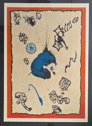 Pierre Alechinsky (1927) - abstracte compositie - Cobroue, Antiek en Kunst