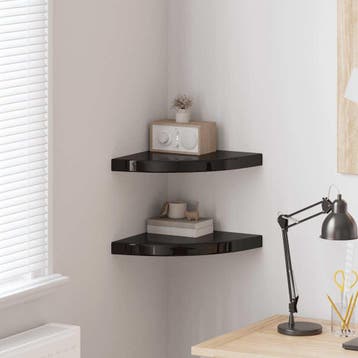 vidaXL Hoekschappen zwevend 2 st 35x35x3,8 cm MDF hoogglans, Verzenden