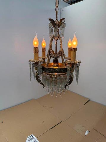 Lustre - Laiton, Verre, Cristal, Bronze - lustre à tiges, Nieuw