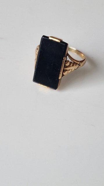 Ring - 14 karaat Geel goud - 10.00ct. tw. Onyx, Nieuw