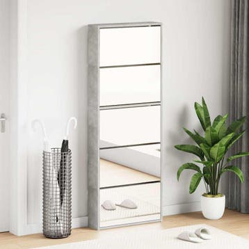 vidaXL Schoenenkast met spiegel 5-laags 63x17x169,5 cm, Huis en Inrichting, Kasten | Schoenenkasten, Verzenden, Nieuw