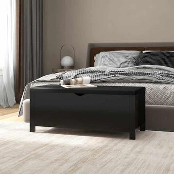 vidaXL Opbergbox met kussen 105x40x45 cm bewerkt hout zwart, Verzenden, Nieuw