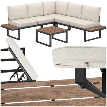 Tuinset Eliar, 4-delig, met aluminium frame - zwart, Tuin en Terras, Verzenden, Nieuw