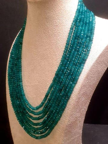 Apatite bleu néon, 7 rangées, de haute qualité - Collier, Verzamelen