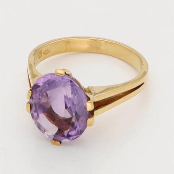 Bague - 18 carats Or jaune Améthyste, Nieuw