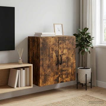 vidaXL Wandkast 59 x 31 x 60 cm Bewerkt hout Gerookt eiken, Verzenden, Nieuw