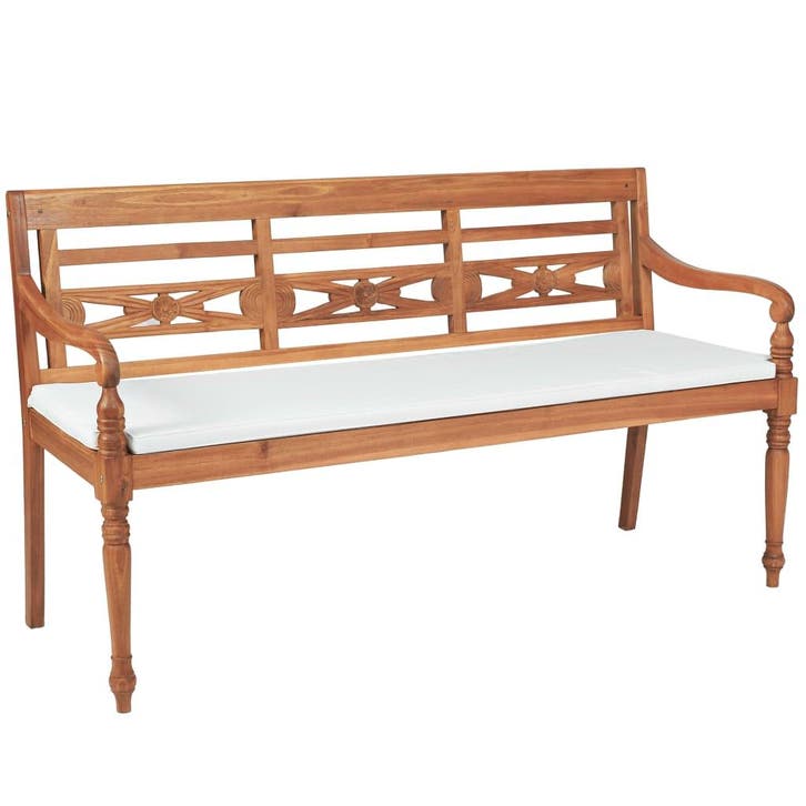 vidaXL Bank Batavia met kussens 150 cm teakhout, Tuin en Terras, Tuinsets en Loungesets, Nieuw, Verzenden