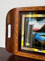 Plateau - Bois, Verre - Taxidermie Aile de papillon, Antiek en Kunst