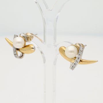 Boucles doreilles - 14 carats Or jaune, Or blanc Diamant, Nieuw