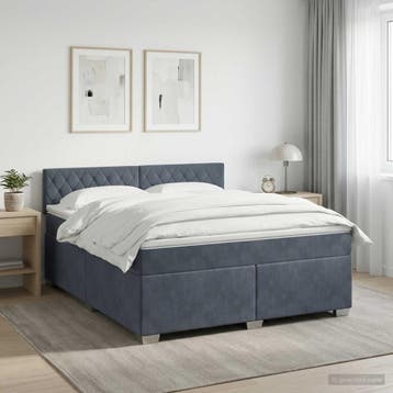 vidaXL Boxspringbed met matras en LED Donkergrijs 140 x 200, Verzenden