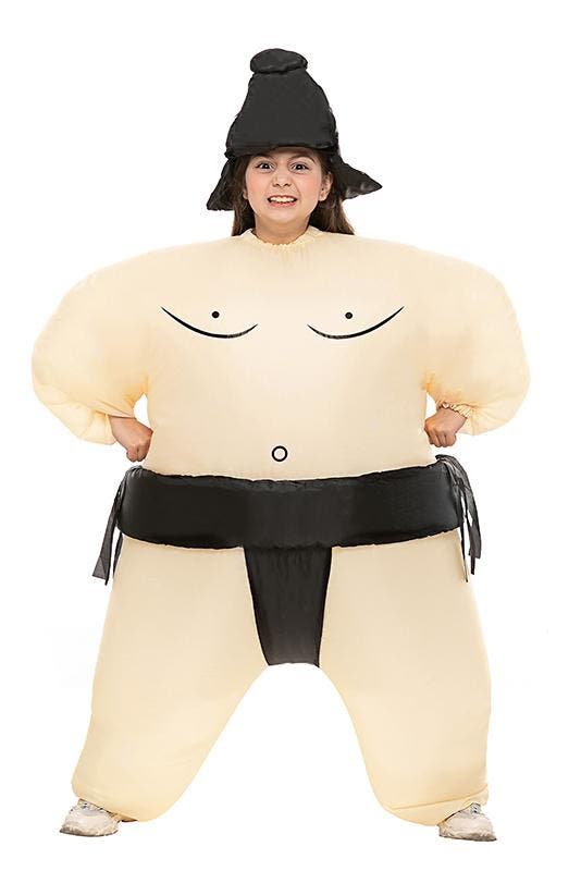 KIMU® Opblaas Kostuum Kinderen Sumo Worstelaar Zwart 122 128, Kinderen en Baby's, Carnavalskleding en Verkleedspullen, Nieuw, Ophalen of Verzenden
