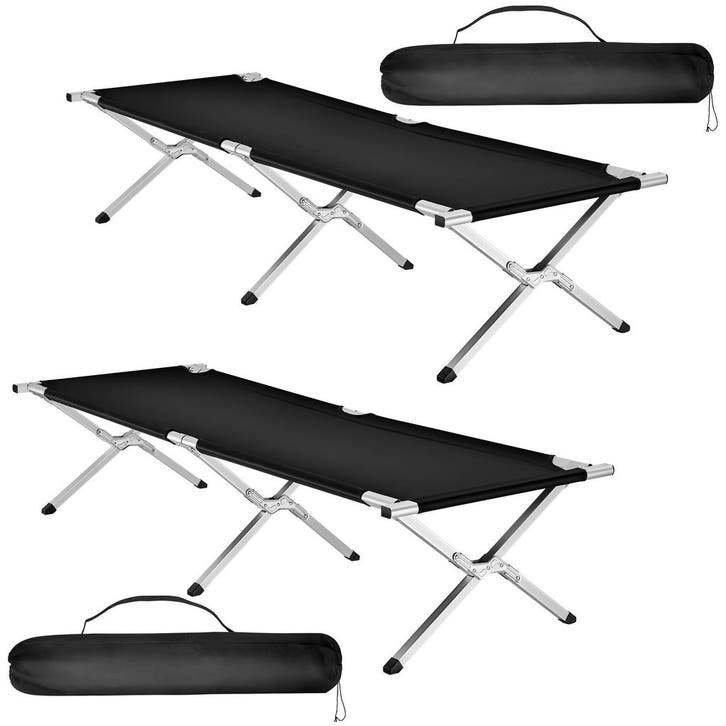 tectake 2 veldbedden van aluminium - zwart, Caravanes & Camping, Accessoires de camping, Envoi