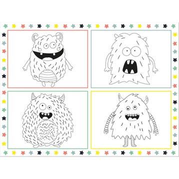 Monster Placemats Kleurplaat Bash 6st, Verzenden