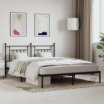 vidaXL Bedframe met hoofdbord metaal zwart 160x200 cm, Verzenden, Nieuw