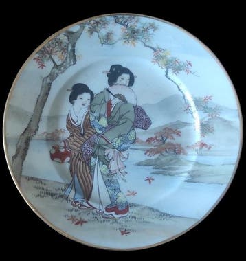 Schotel (4) - Porselein - Kutani, periode Meiji