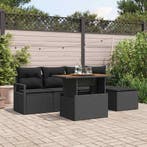 vidaXL Tuin Eettafel Set met kussen 6 pcs Zwart en Bruin, Verzenden, Nieuw
