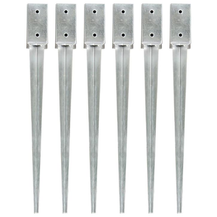 vidaXL Grondpinnen 6 st 7x7x75 cm gegalvaniseerd staal, Caravanes & Camping, Accessoires de camping, Envoi