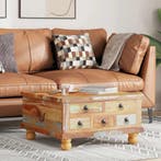 Salontafel 70x70 | Retour Deal 41% | Uniek Hout!, Verzenden, Nieuw, 50 tot 100 cm, Minder dan 50 cm