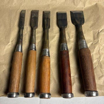 Ensemble vintage de ciseaux à bois Nomi japonais, 5 pièces,