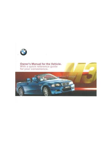 2002 BMW M3 CABRIOLET INSTRUCTIEBOEKJE ENGELS