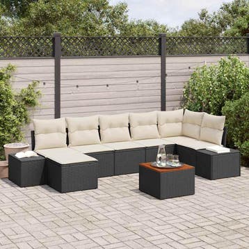vidaXL Tuinbank Set 8 st Zwart en wit, Tuin en Terras, Verzenden, Nieuw