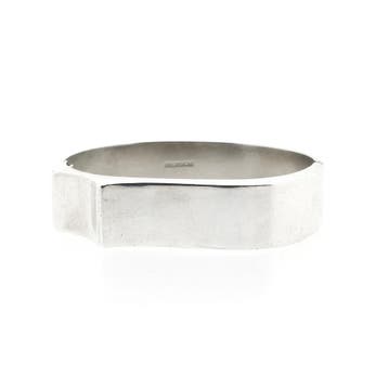 Zilveren brede artistieke slavenarmband; Maat M/L, Ophalen of Verzenden, Gebruikt, Zilver, Zilver