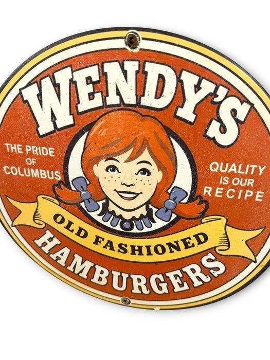 Wendy’s - Emaille plaat - Emaille, Antiek en Kunst, Antiek | Wandborden en Tegels