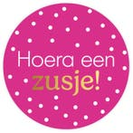 30x Sticker Hoera Een Zusje! - Roze - Sluitsticker -, Verzenden