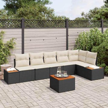 vidaXL Tuinbank Set 6 st 6-Aantal zitplaatsen Zwart en Crème, Verzenden
