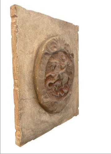 sculptuur, San Giorgio uccide il drago - 45 cm - Marmer