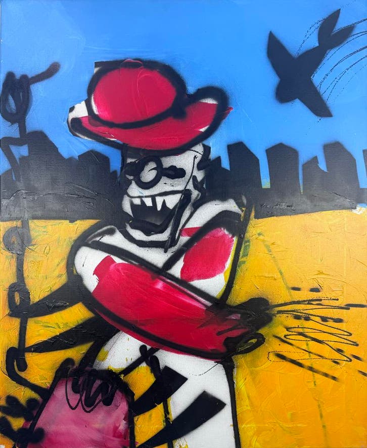 Herman Brood | Origineel Schilderij: De Hoed, Antiquités & Art, Art | Peinture | Classique, Enlèvement ou Envoi