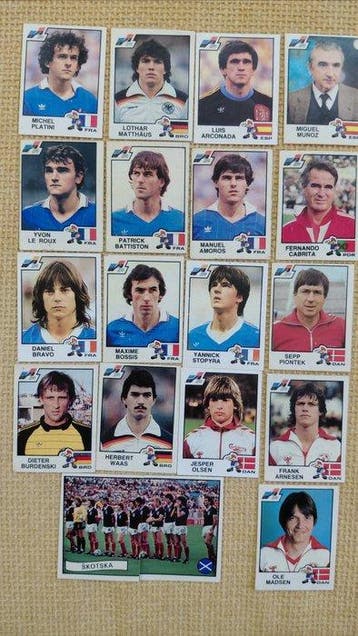 1982, 1984 Panini MICHEL PLATINI, LOTHAR MATTHAUS, LUIS