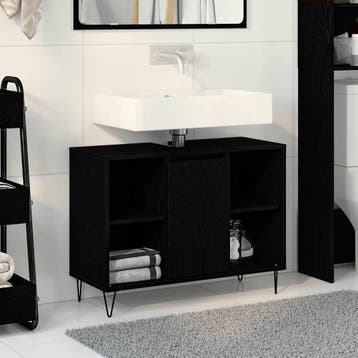 vidaXL Badkamerkast Zwart 80 x 33 x 60 cm Bewerkt hout, Verzenden