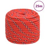vidaXL Boottouw 16 mm 25 m polypropyleen rood, Verzenden, Nieuw
