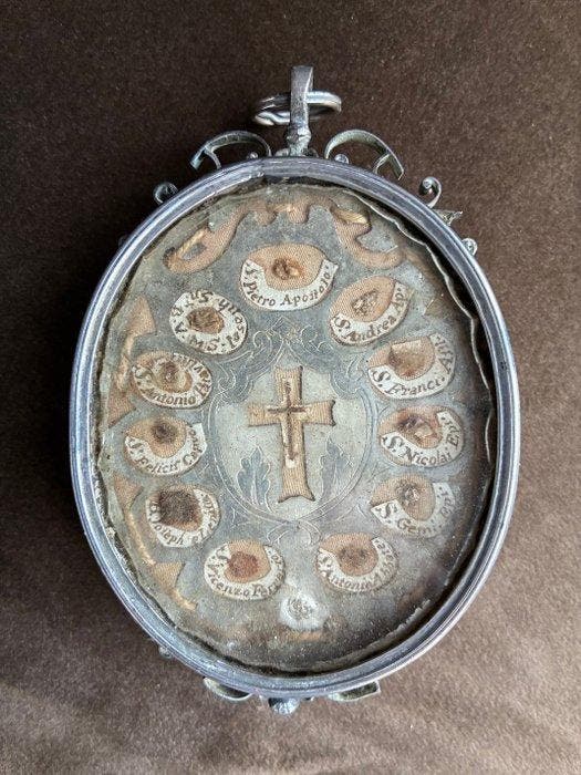 Reliekhouder - Zilver, Glas - 1800-1850 - Heilige Kruis van, Antiek en Kunst, Kunst | Niet-Westerse kunst