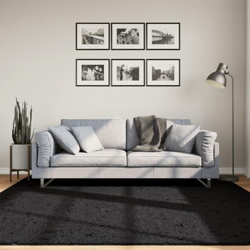 vidaXL Vloerkleed OVIEDO laagpolig 200x200 cm zwart, Verzenden