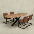 Mangohouten Eettafel Organisch Branwen 180x90 cm, Verzenden, Nieuw, Industriële meubels, Overige vormen