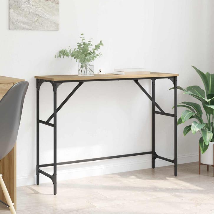 vidaXL Wandtafel Artisan Eiken 100 x 32 x 75 cm Bewerkt hout, Huis en Inrichting, Slaapkamer | Nachtkastjes, Nieuw, Verzenden