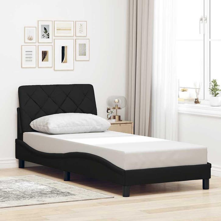 vidaXL Bedframe zonder matras 90x200 cm stof zwart, Maison & Meubles, Chambre à coucher | Lits, Envoi