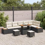 vidaXL Tuinbank Set met kussen 9 pcs Zwart en Crème, Verzenden, Nieuw