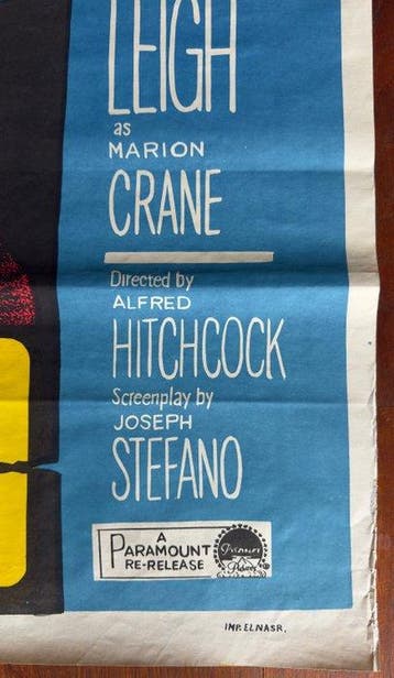Alfred Hitchcock - Psychose - Original Egyptian Movie Poster, Nieuw