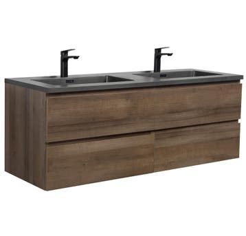 Badkamermeubel Set Angela 140 cm Bruin Eiken Badmeubel, Huis en Inrichting, Badkamer | Badkamermeubels, Verzenden, Nieuw