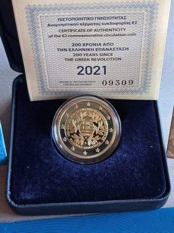 Griekenland. 2 Euro 2015/2021 (4 coins) Proof + BU (Zonder